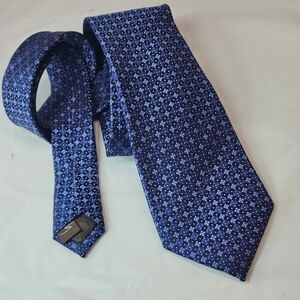 Santorelli Necktie 100% Silk Tie Blue Silver Purple